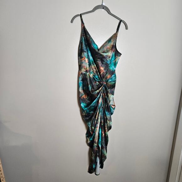 Pretty Little Thing Sexy Satin Strappy Midi Dress Sz 8 - Picture 4 of 14